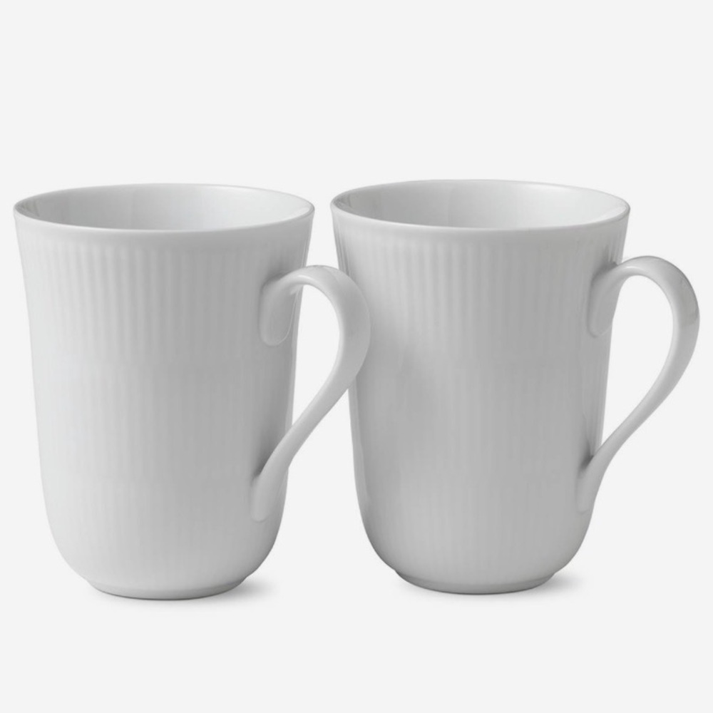 NWT Royal Copenhagen White Fluted mug 33cl 2 piece set